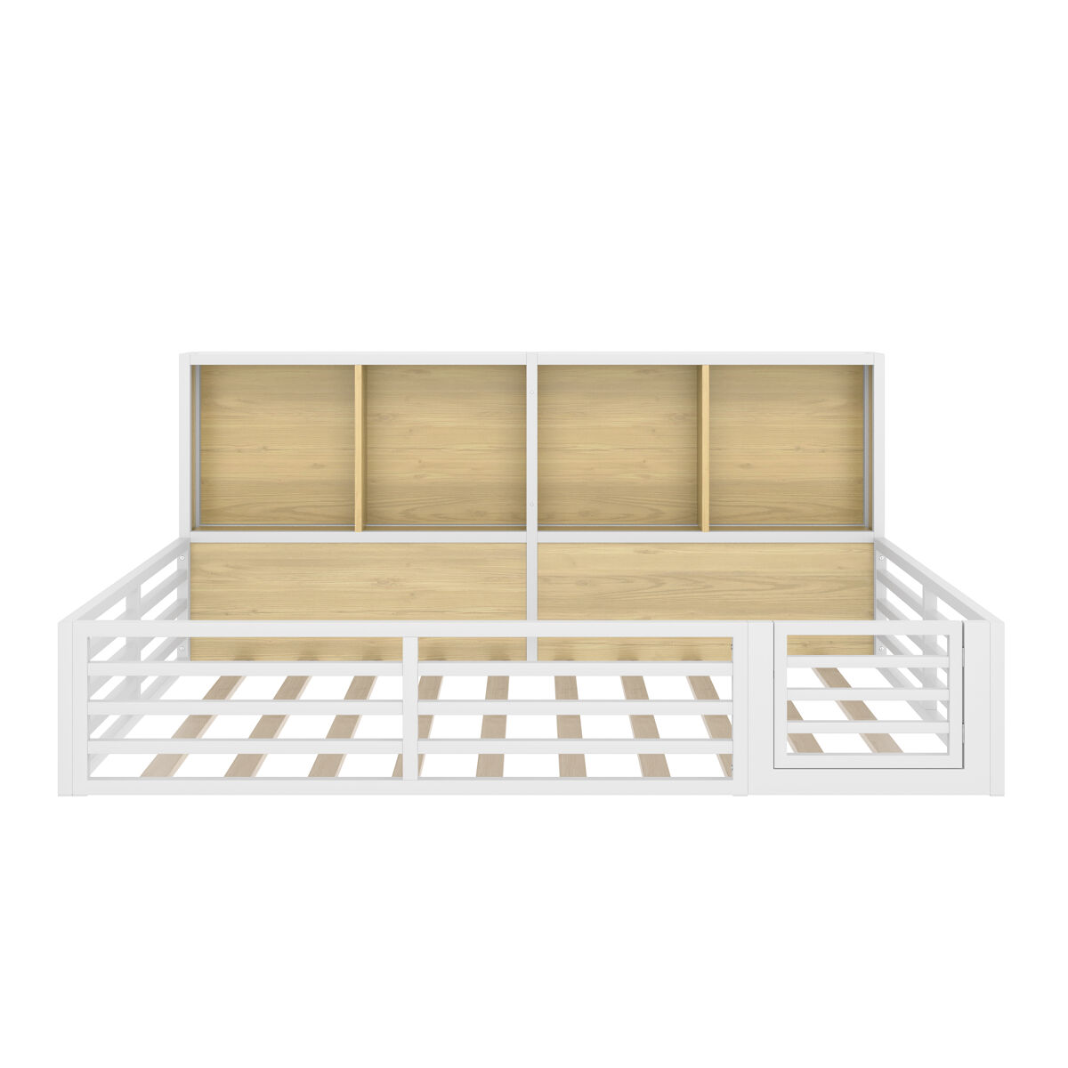 Cama de plataforma 140x200 cm - con almacenamiento en el lateral, con somier, sin colchón - blanco