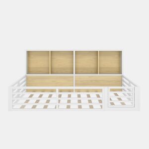 Cama de plataforma 140x200 cm - Com arrumação lateral, com estrado, sem colchão - Branco