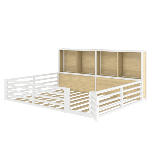 Cama de plataforma 140x200 cm - Com arrumação lateral, com estrado, sem colchão - Branco
