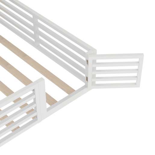 Cama de plataforma 140x200 cm - Com arrumação lateral, com estrado, sem colchão - Branco