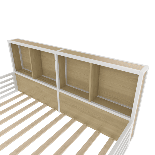 Cama de plataforma 140x200 cm - Com arrumação lateral, com estrado, sem colchão - Branco