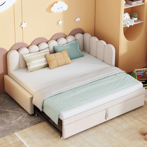 Sofá-cama 90180x200 cm - Multifuncional em L, design compacto, ideal para crianças ou convidados - Bege