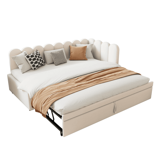 Sofá-cama 90180x200 cm - Multifuncional em L, design compacto, ideal para crianças ou convidados - Bege