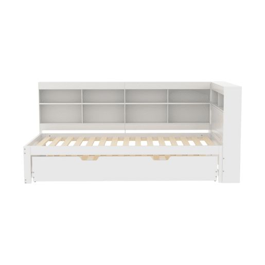 Sofá-cama 90x200 - Cama extensível 90x190 com USB e vários compartimentos - Branco