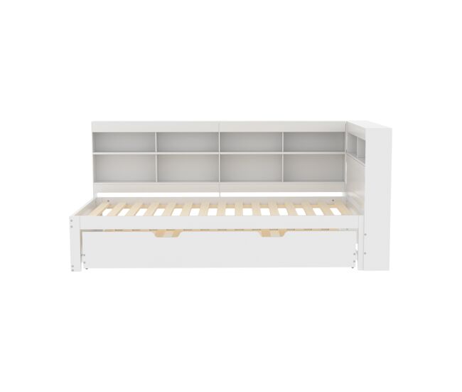 Sofá cama 90x200 - cama extensible 90x190 con usb y varios compartimentos - blanco