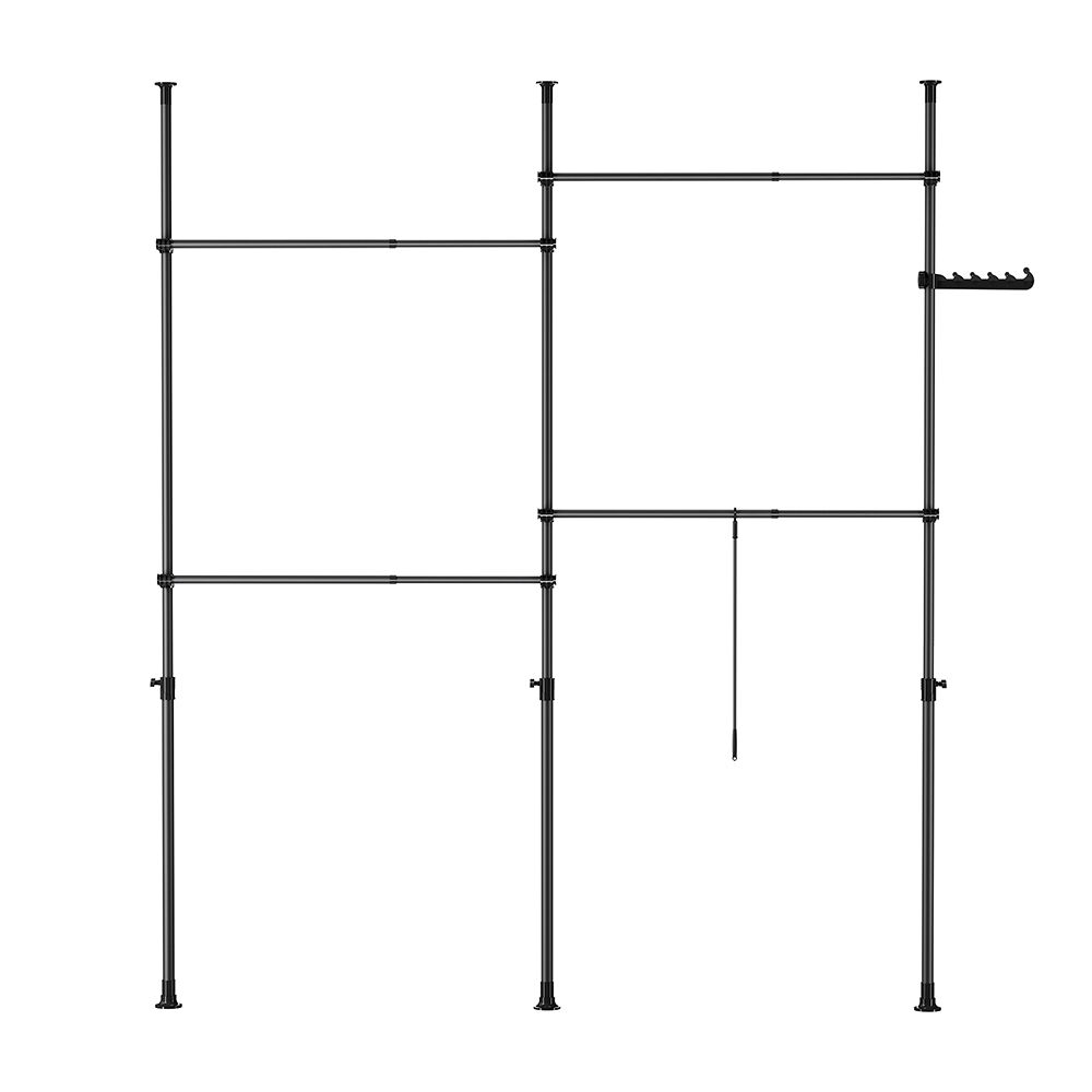 Sobuy perchero telescópico resistente - armario abierto ajustable con barras, perchero para dormitorio/vestidor, negro, kls03-ii-sch