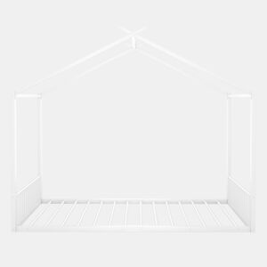 Cama infantil 140x200cm - Cama de ferro, sem colchão, com ripas - Branco