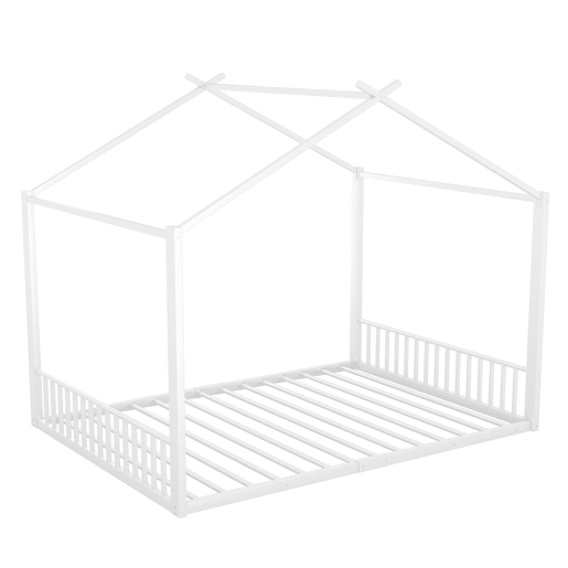 Cama infantil 140x200cm - Cama de ferro, sem colchão, com ripas - Branco