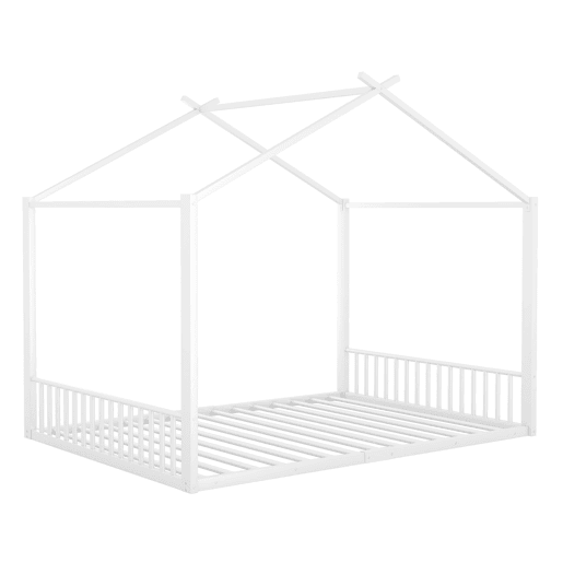 Cama infantil 140x200cm - Cama de ferro, sem colchão, com ripas - Branco