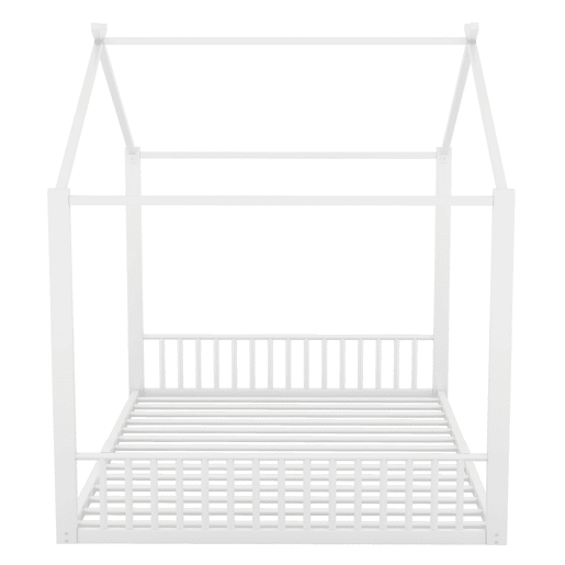 Cama infantil 140x200cm - Cama de ferro, sem colchão, com ripas - Branco