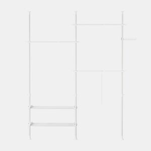 SoBuy Cabide Telescópico Resistente - Roupeiro Aberto Ajustável com Varões e Prateleiras, Cabide para Quarto, Branco, FRG34-II-W