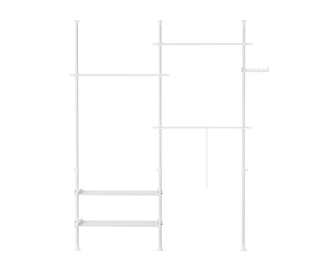 Sobuy perchero telescópico resistente - armario abierto ajustable con barras y estantes, perchero para dormitorio, blanco, frg34-ii-w