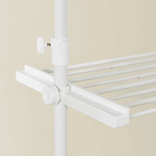 SoBuy Cabide Telescópico Resistente - Roupeiro Aberto Ajustável com Varões e Prateleiras, Cabide para Quarto, Branco, FRG34-II-W