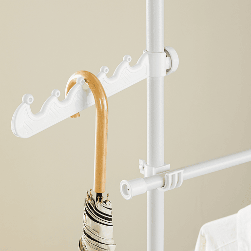 SoBuy Cabide Telescópico Resistente - Roupeiro Aberto Ajustável com Varões e Prateleiras, Cabide para Quarto, Branco, FRG34-II-W