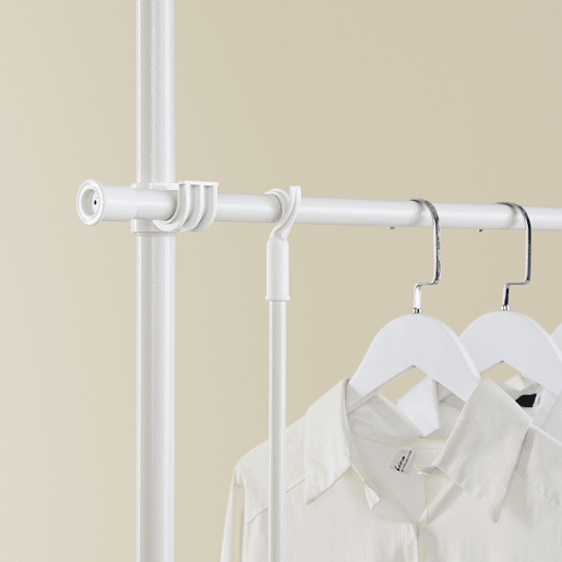 SoBuy Cabide Telescópico Resistente - Roupeiro Aberto Ajustável com Varões e Prateleiras, Cabide para Quarto, Branco, FRG34-II-W