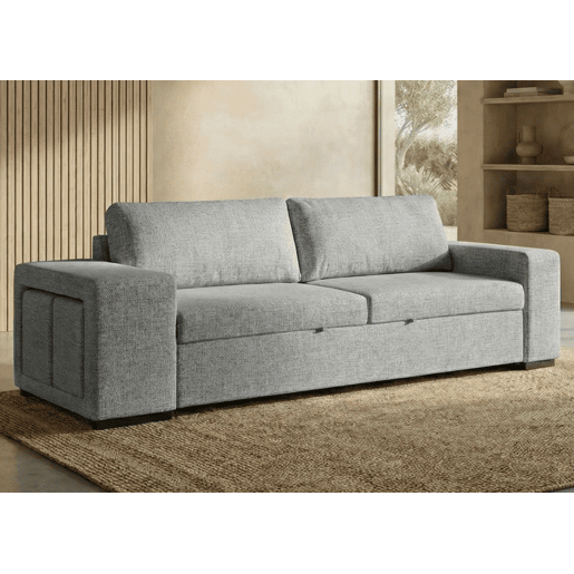 Sofá-Cama BUDWING Avery Cinzento c 2 Pufes - 3 lugares - 248x117x90 cm