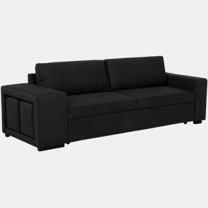 Sofá-Cama BUDWING Avery Preto c 2 Pufes - 3 lugares - 248x117x90 cm