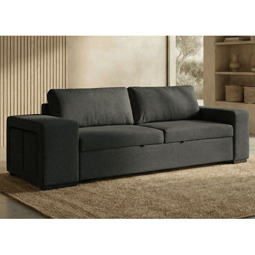 Sofá-Cama BUDWING Avery Preto c 2 Pufes - 3 lugares - 248x117x90 cm