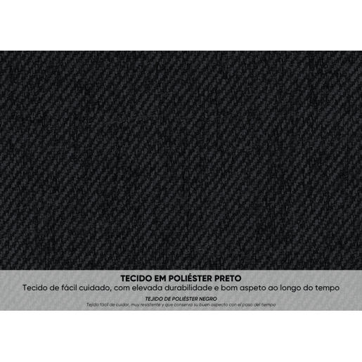 Sofá-Cama BUDWING Avery Preto c 2 Pufes - 3 lugares - 248x117x90 cm