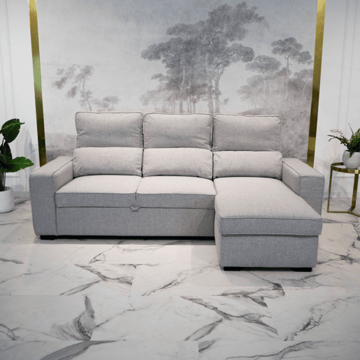Sofá-Cama Chaise Longue BUDWING Harper Cinzento - 4 Lugares - 248,5x156x103 cm