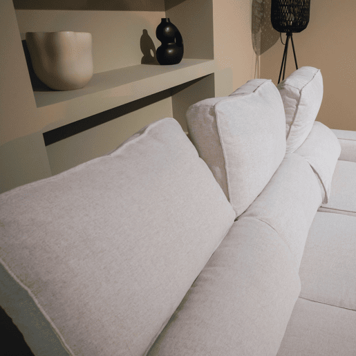 Sofá-Cama Chaise Longue BUDWING Harper Bege - 4 Lugares - 248,5x156x103 cm