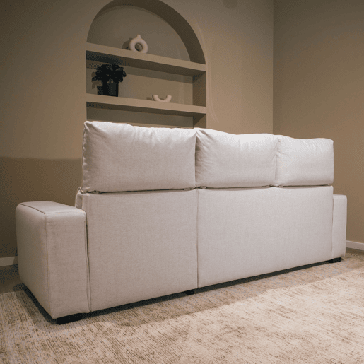 Sofá-Cama Chaise Longue BUDWING Harper Bege - 4 Lugares - 248,5x156x103 cm