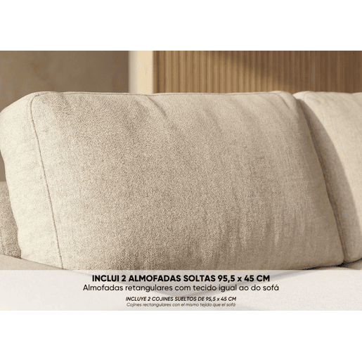 Sofá-Cama BUDWING Avery Bege c 2 Pufes - 3 lugares - 248x117x90 cm