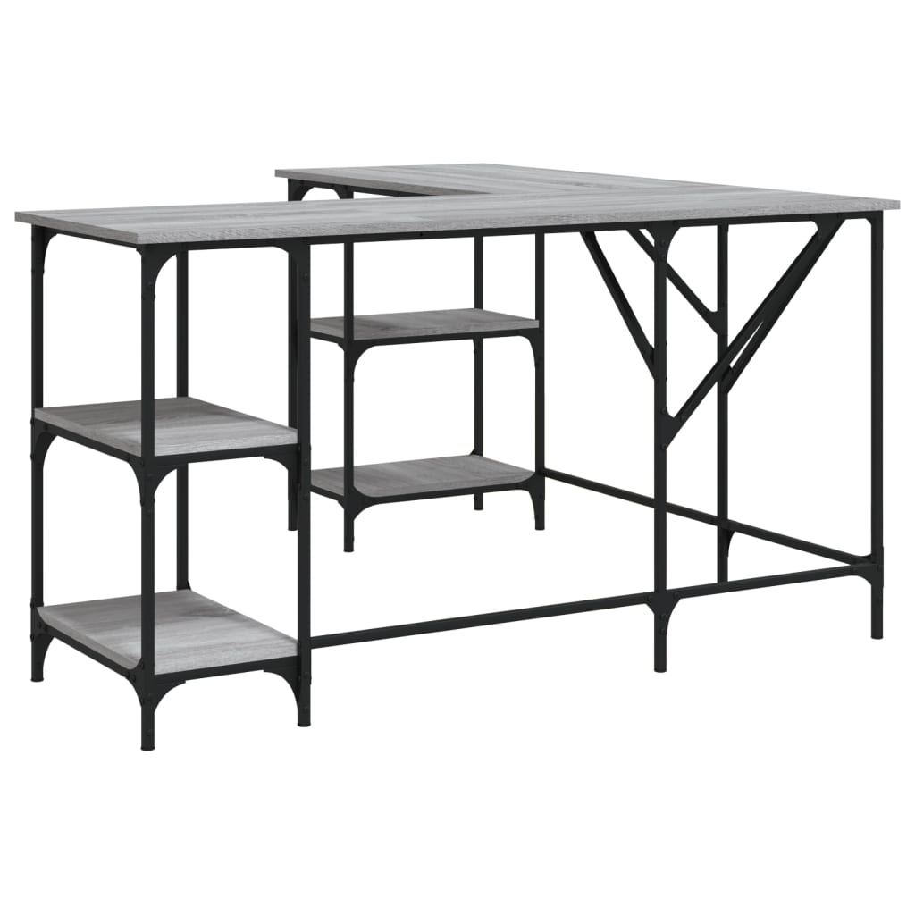 Escritorio - Mesa de Ordenador 139x139 Roble/ Gris