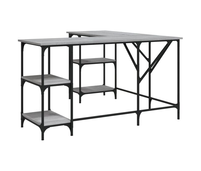 Escritorio - mesa de ordenador madera de ingeniería gris sonoma 139x139x75 cm