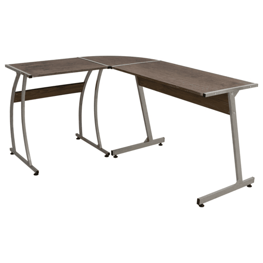 Secretária de canto - Mesa de computador derivados de madeira castanho