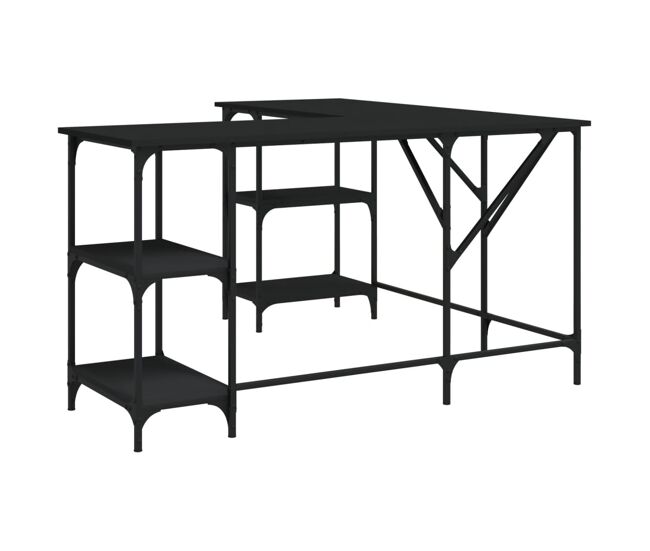 Escritorio - mesa de ordenador madera de ingeniería negro 139x139x75 cm