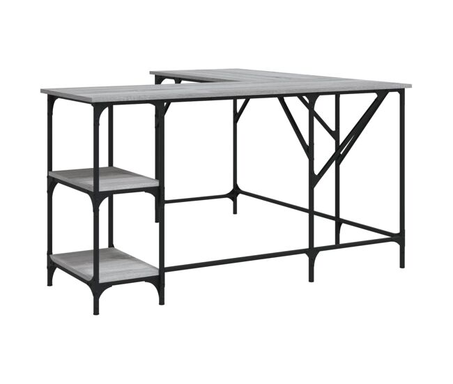 Escritorio - mesa de ordenador madera de ingeniería gris sonoma 139x139x75 cm