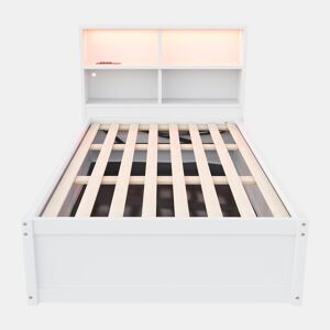Sofá-cama 90*200 - Com várias tomadas, vários compartimentos de arrumação, faixa de luz, cama hidráulica, cama de madeira maciça, cama individual, cama multifuncional de madeira - Branco