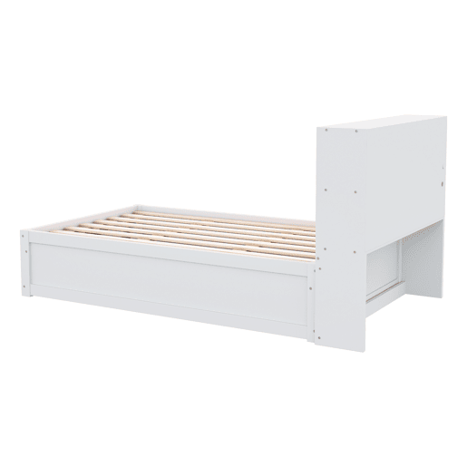 Sofá-cama 90*200 - Com várias tomadas, vários compartimentos de arrumação, faixa de luz, cama hidráulica, cama de madeira maciça, cama individual, cama multifuncional de madeira - Branco