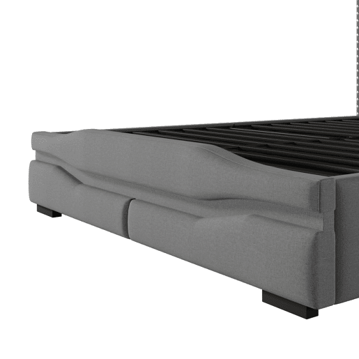 Cama com armazenamento hidráulico 140x200cm - Com USB, tomada, luz ambiente LED e cabeceira com armazenamento - Cinza