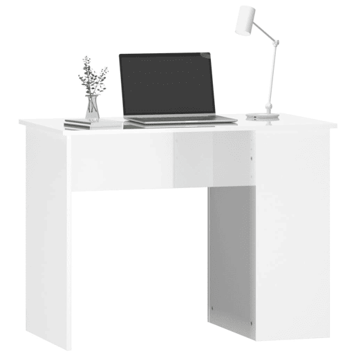 Secretária Escrivaninha de computador - 100x55x75 cm derivados de madeira branco brilhante