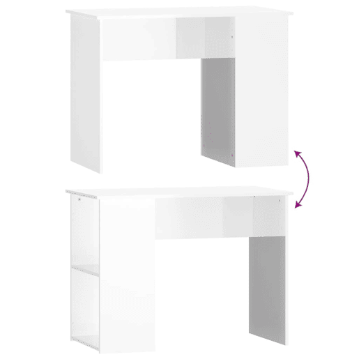 Secretária Escrivaninha de computador - 100x55x75 cm derivados de madeira branco brilhante