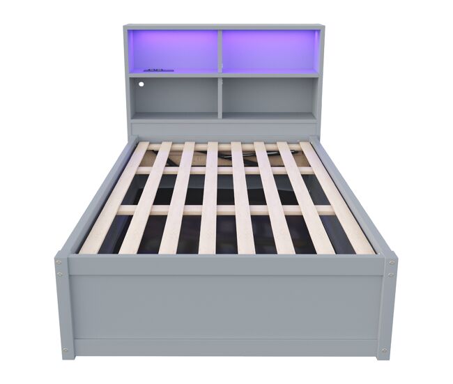 Sofá cama 90*200 - con múltiples tomas de corriente, compartimentos de almacenamiento, luz led, cama hidráulica, cama individual, multifuncional -