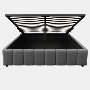 Cama estofada 140x200cm - Armazenamento hidráulico, sem cabeceira, sem colchão - Cinza