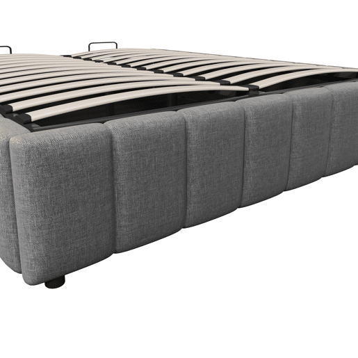 Cama estofada 140x200cm - Armazenamento hidráulico, sem cabeceira, sem colchão - Cinza