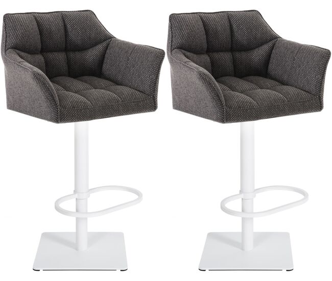 Juego de 2 taburetes de bar damaso con tapizado de tela gris titanio 45x64x88 cm