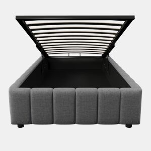 Cama estofada 90x200cm - Armazenamento hidráulico, sem cabeceira, sem colchão - Cinza