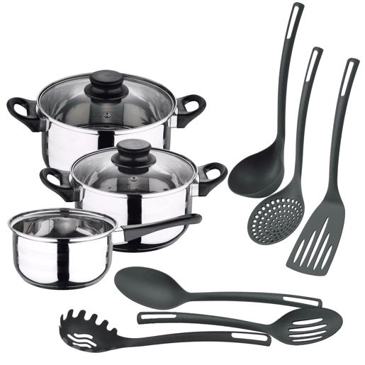 Conjunto de panelas Well Home 5 peças + 6 utensílios de cozinha