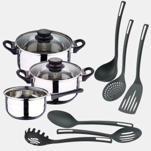 Conjunto de panelas Well Home 5 peças + 6 utensílios de cozinha