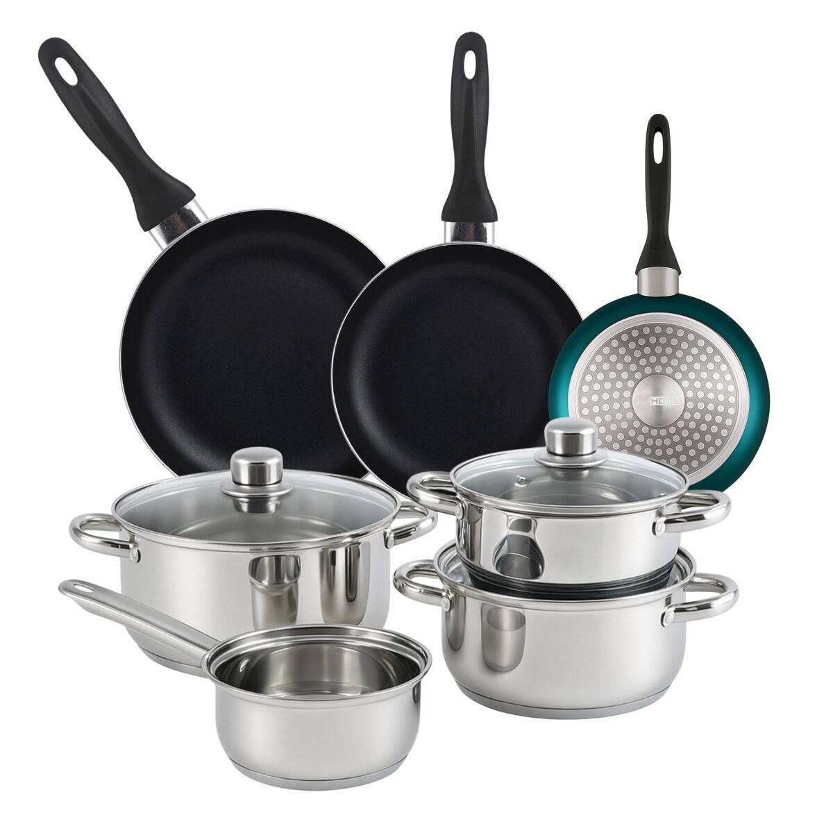 Well Home Set de Batería de cocina de 7pc + 3 Sartenes