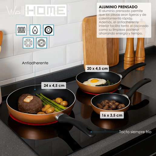 Conjunto de panelas Well Home de 12 peças + 3 panelas Conjunto de panelas Well Home de 12 peças + 3 panelas
