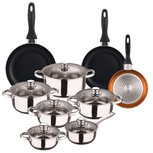 Conjunto de panelas Well Home de 12 peças + 3 panelas Conjunto de panelas Well Home de 12 peças + 3 panelas
