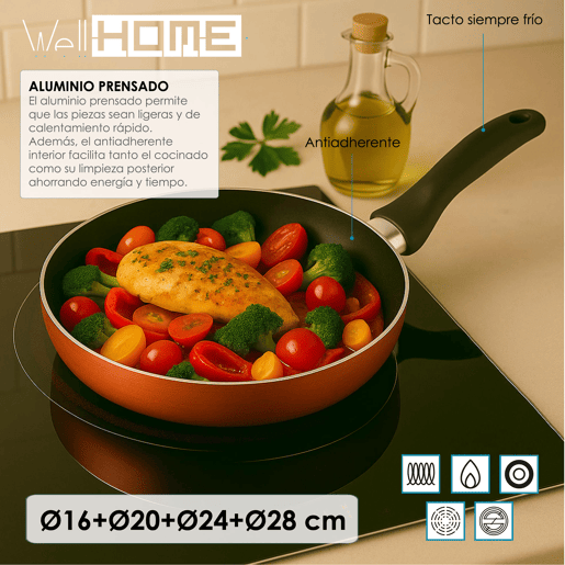 Conjunto de 4 frigideiras Well Home