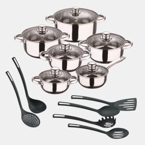 Conjunto de panelas Well Home com 12 peças + 6 utensílios de cozinha