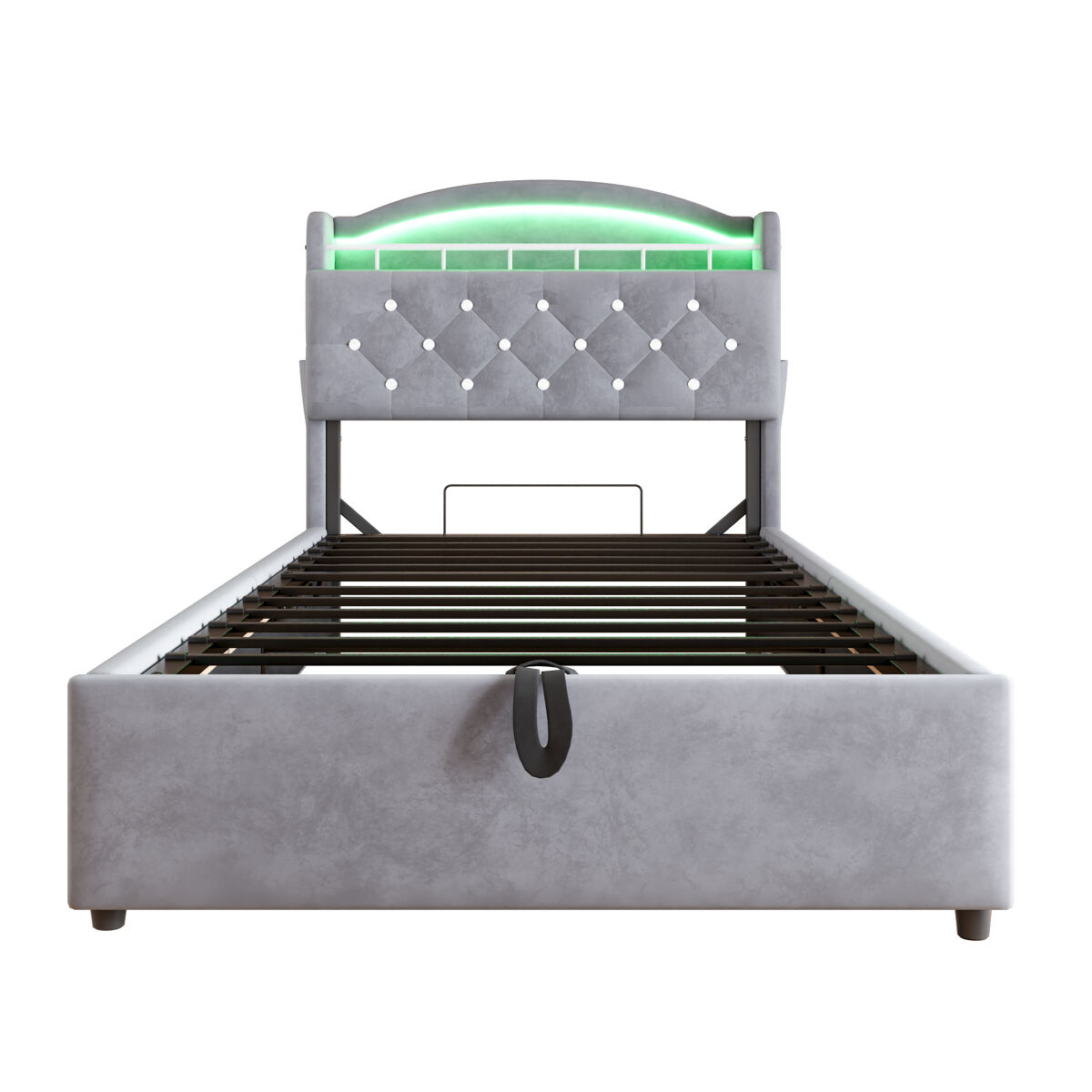 Cama infantil 90x200 - cama multifuncional con almacenamiento, led y usb - gris